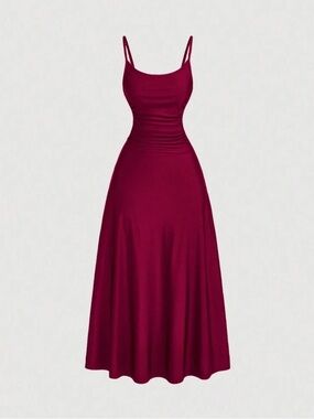 SHEIN Burgundy Spaghetti Strap Maxi Dress